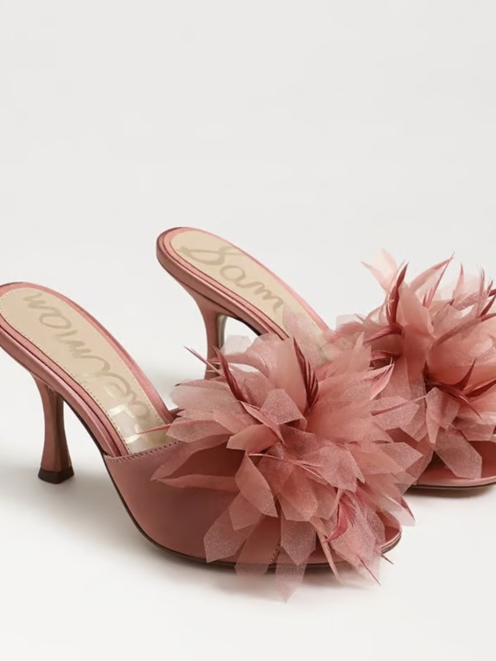Sam Edelman Pink Jace Feathered Mule Heels - Worn Once